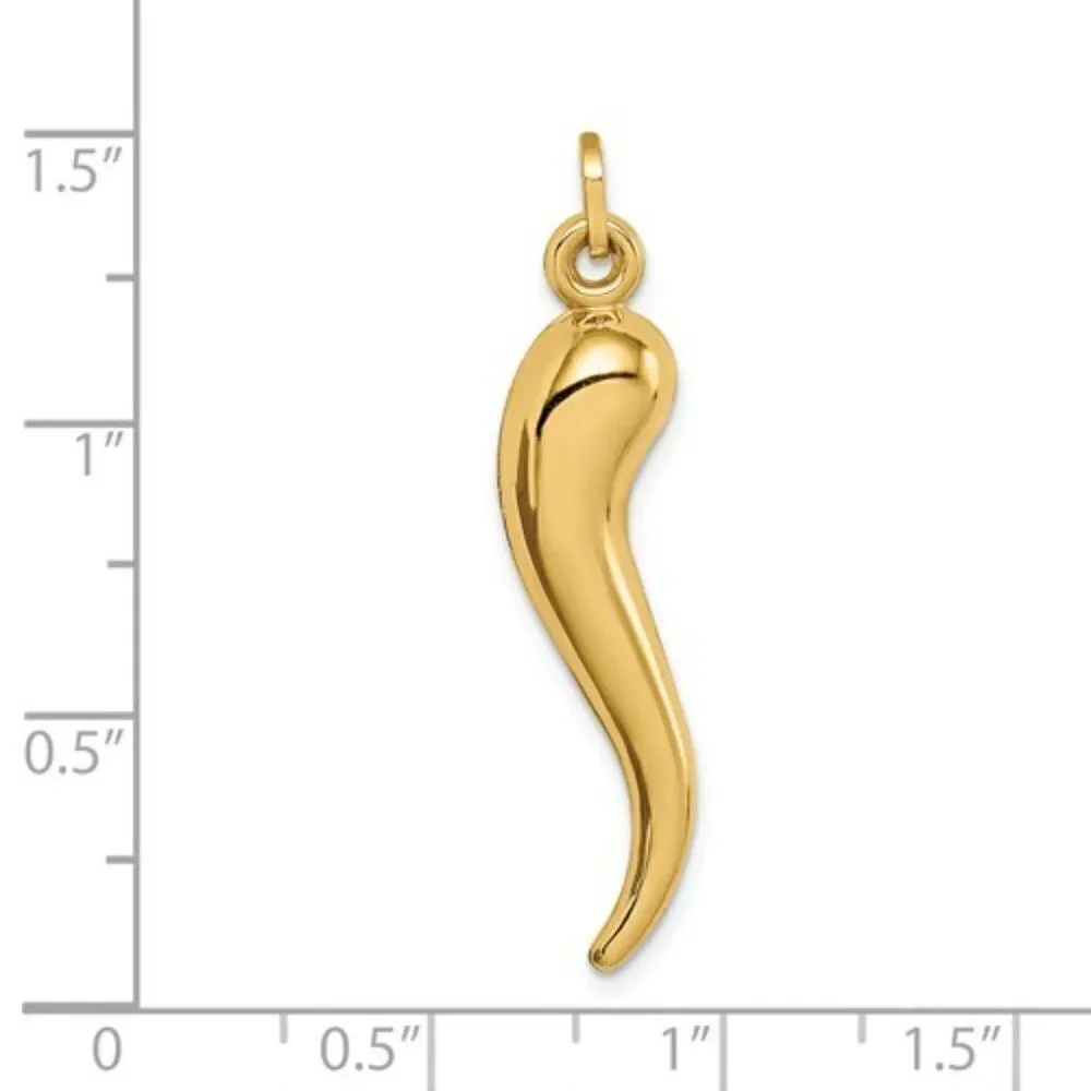 14k Gold Italian Horn Pendant
